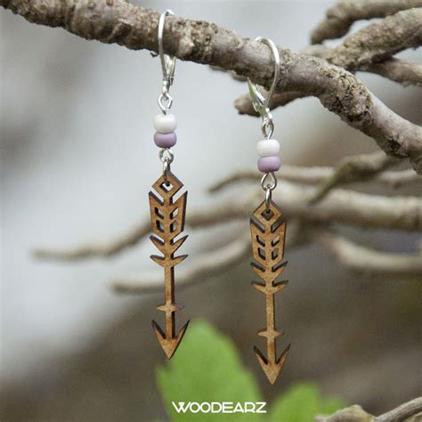 Boucles D Oreilles En Bois Woodearz Fl Che Etsy France