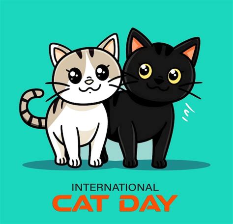 Premium Psd Happy International Cat Day Poster Design With Couple Cat