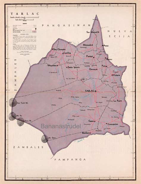 1959 Large Vintage Map of Tarlac Province, the Philippines VERY RARE ...