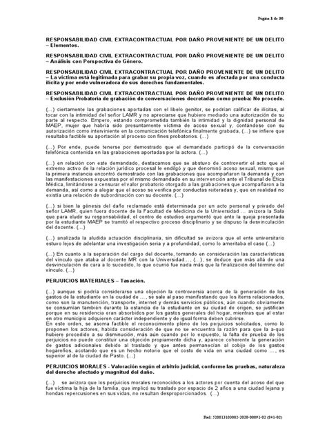 Responsabilidad Civil Acoso Sexual Pdf Debido Al Proceso Derecho