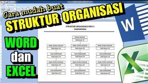 Cara Buat Struktur Organisasi Di Word Dan Excel Youtube