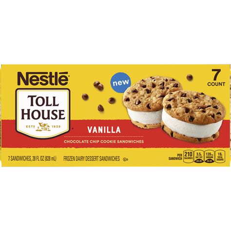 Nestle Toll House Chocolate Chip Cookie Ice Cream Sandwiches 7 Pack Ice Cream