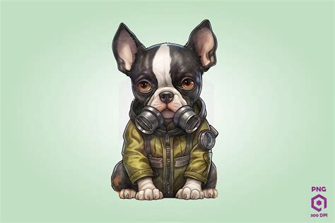 Boston Terrier Dog Wearing Gas Mask Graphic By Quoteer · Creative Fabrica