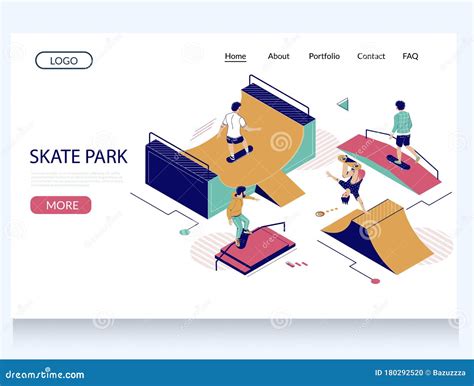 Skate Park Vector Website Landing Page Design Template Stock Vector