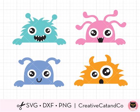 Monster Svg Dxf Peekaboo Monster Cute Little Monster Funny Etsy