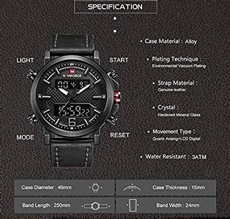 Naviforce Men S Black Dial Genuine Leather Analogue Classic Watch