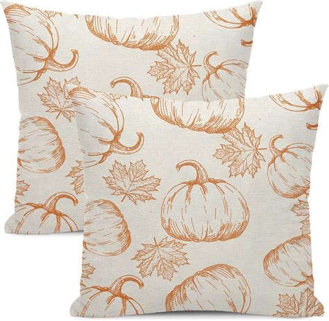 Yxuiyal Fall Decor Pillow Covers 18x18 Set Of 2 Fall Orange Pumpkin