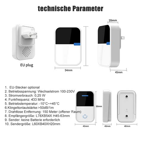 Batterielose Funkklingel Türklingel Ohne Batterie Türklingel Kabellos 38melodien Ebay