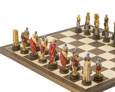 The Romans Vs Gladiators Hand Painted Themed Chess Set By Italfama