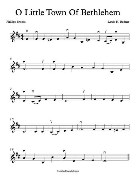 Free Violin Sheet Music – O Little Town Of Bethlehem – Michael Kravchuk