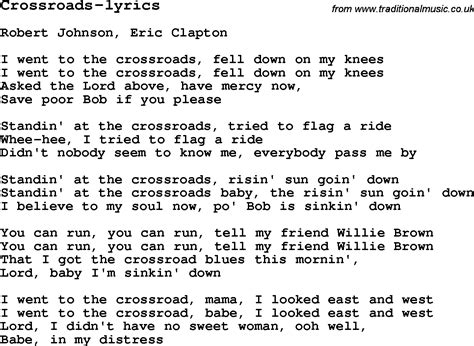 Blues Guitar Lesson For Crossroads Lyrics With Chords Tabs And Lyrics