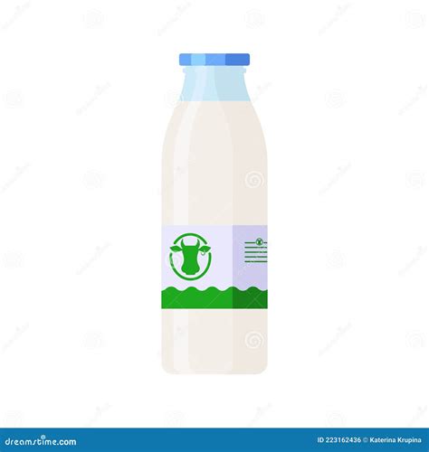 Flat Style Glass Bottle Of Milk Isolated Icon On White Background