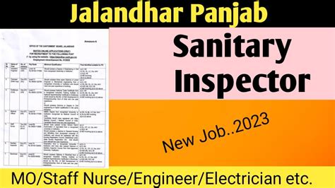 Sanitary Inspector Job In Panjab Sanitary Inspector Vacancy