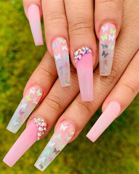 55 Trendy Butterfly Nail Art Designs For Spring Acrylic Nails Coffin