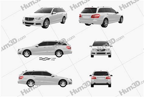 Mercedes Benz E Class Estate 2010 Blueprint Template