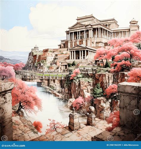 Watercolor Wonders Unusual Ancient Palaces Come To Life Stock