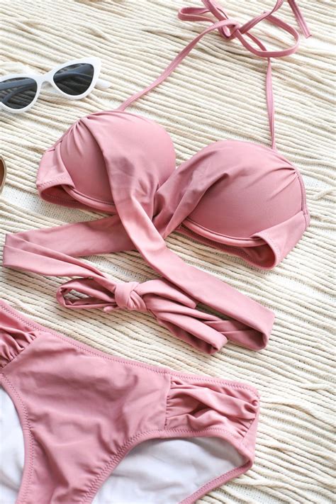 Classic Cross Wrap Bikini Set Pastel Pink Shopperboard