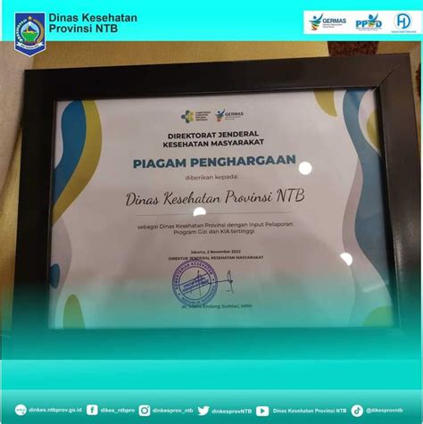 Dinas Kesehatan Provinsi NTB Sabet 2 Penghargaan Sekaligus Sebagai