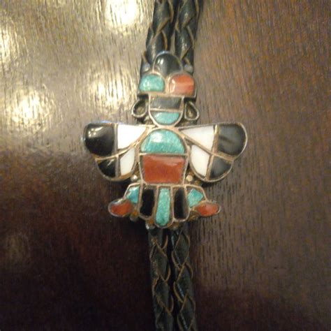 Vintage Zuni Knife Wing Old Pawn Bolo Tie In Excellen Gem