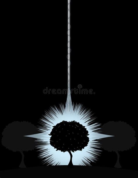 Tree struck by lightning stock illustration. Illustration of tree ...