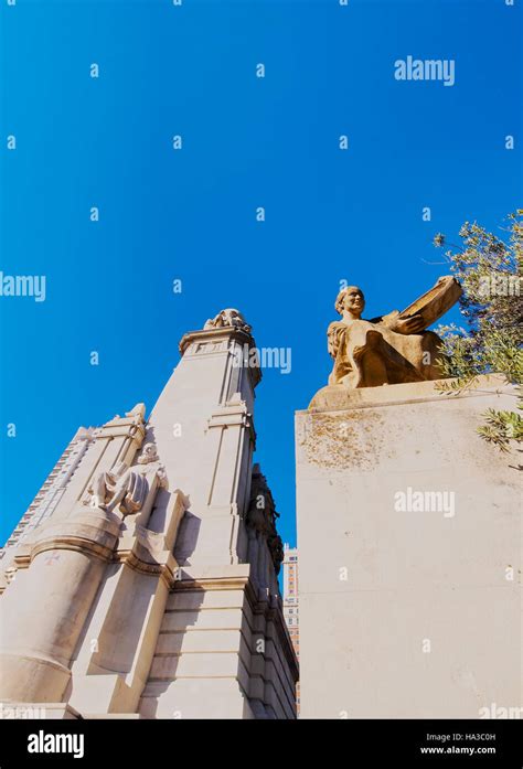 Spain Madrid View Of The Miguel De Cervantes Saavedra Monument On