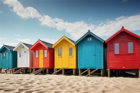 Premium Photo Beach Huts Lined Up Along The Shoreline