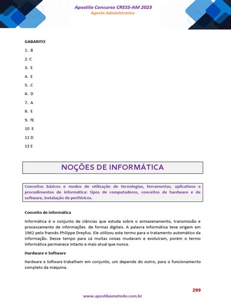 Noções De Informática Para Concurso Nível Médio Pdf - Noções de Informática para Concursos | PDF | Armazenamento de dados de ...
