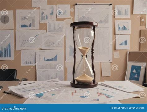 Time Management Concept Hourglass With Line Graphs Stock Illustration Illustration Of