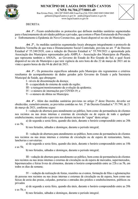 Lagoa Dos TrÊs Cantos Decreto Nº 00021 2021 Je Acontece