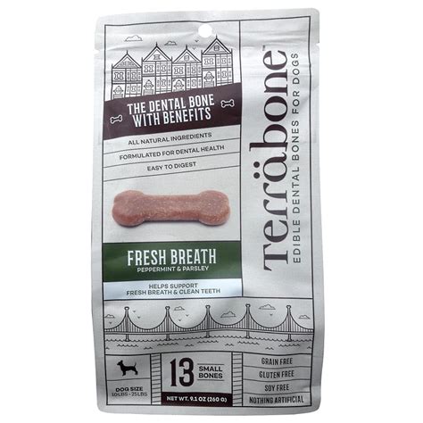 Terrabone Fresh Breath Edible Dental Bones for Dogs, 13 Small Bones | NaturalPetWarehouse.com