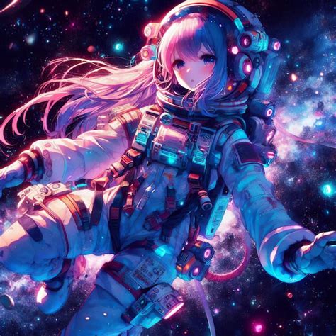 Premium AI Image | Anime girl in astronaut costume floating in space in ...