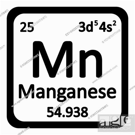 Periodic Table Element Manganese Icon On White Background Stock Vector