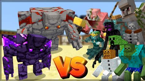 Minecraft Redstone Golem E Ender Golem Vs Todos Os Mutantes