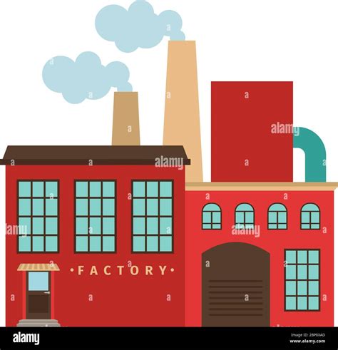 Red Factory Building Icon Isotated On White Background Vector