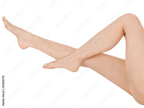 Beautiful Naked Female Legs Over White Background Stock Photo Adobe Stock