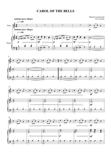 Carol Of The Bells Arr Scmusic By Mykola Leontowytsch Sheet Music