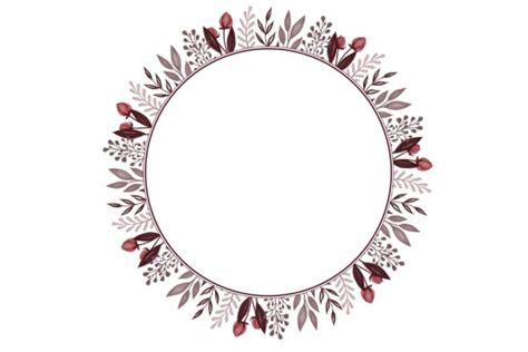 Circle Frame With Red Floral Border Graphic By Setyawati Elis