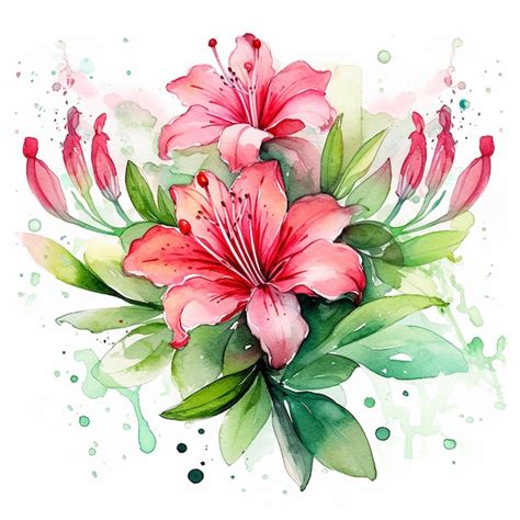 Premium AI Image A Pink Flower With Green Leaves And A Pink Flower In