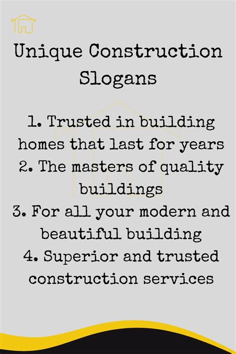 Unique Construction Slogans Construction Services, Home Construction, Company Slogans, Beautiful ...