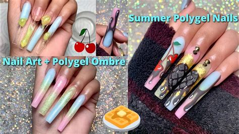 Colourful Glitter Ombre Nails Polygel Nails Nail Art How To Ombre