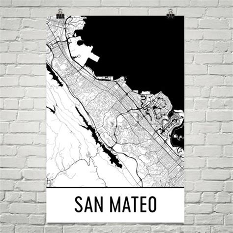 San Mateo Map San Mateo Art San Mateo Print San Mateo Ca Etsy