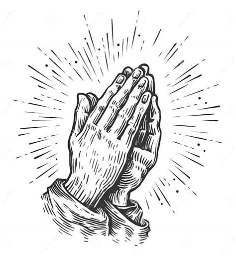 praying hands human hands folded  prayer  vintage engraving style