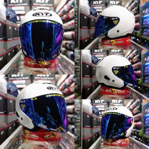 Jual Helm Kyt Kyoto R Solid White Paket Ganteng Kaca Venom Iridium