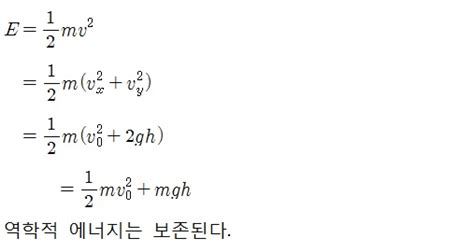 물리 이야기 중력에 의한 역학적에너지보존법칙 네이버 블로그