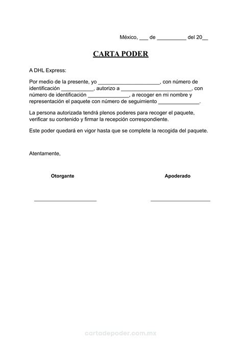 ᐅ Carta Poder para Recoger un Paquete en DHL Ejemplos