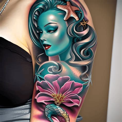 Pin Up Mermaid Tattoos Designs