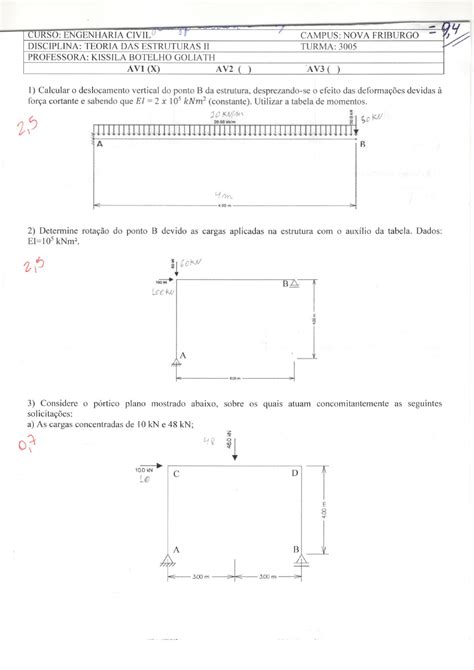 Av Teoria Das Estruturas Prof K Ssila Teoria Das Estruturas Ii