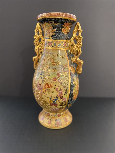 Satsuma Tall Vase With Gold Handles Mardenart Gallery