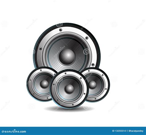 Three Loud Speakers On White Background Stock Vector Illustration Of