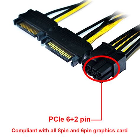 6 Inch 2 X Molex 4 Pin To 8 Pin Pci Express Video Pci E Atx Psu Power Converter Cable Molex To